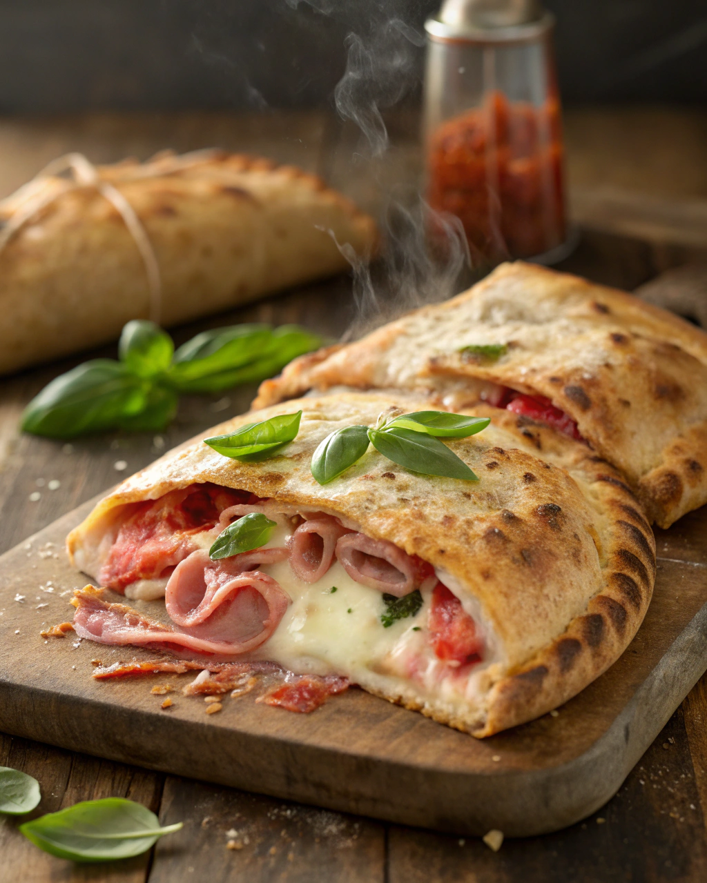 Calzone al Forno Ripieno di Prosciutto e Mozzarella