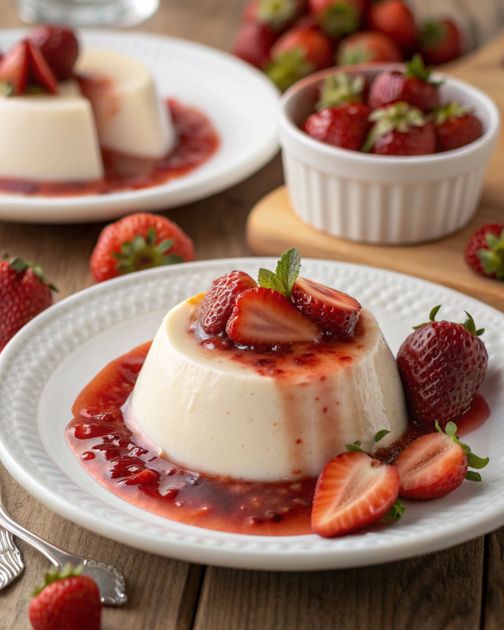 Panna Cotta alla Vaniglia con Coulis di Fragole
