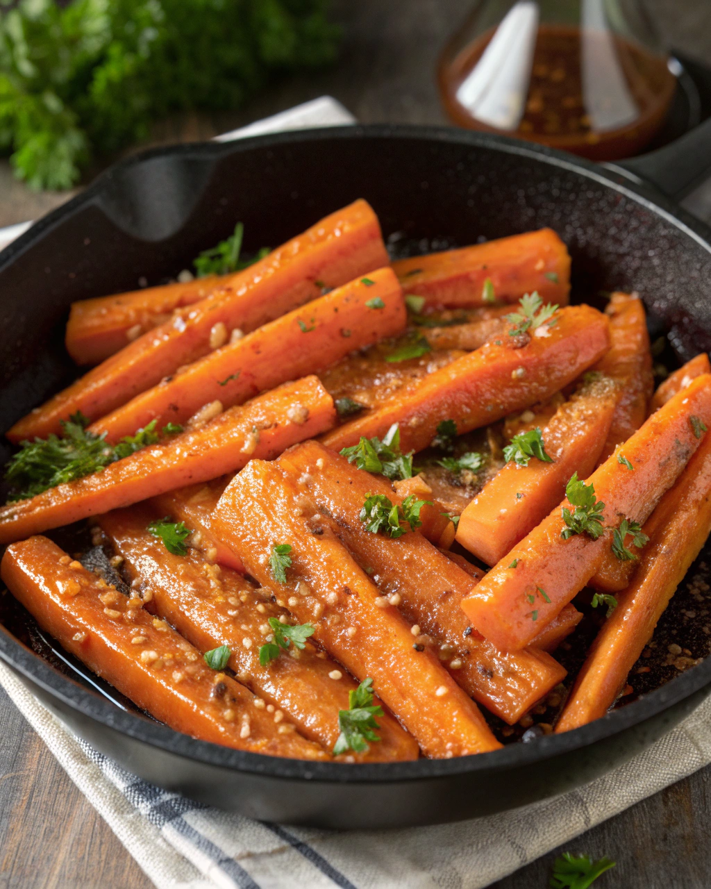 Carote glassate in padella