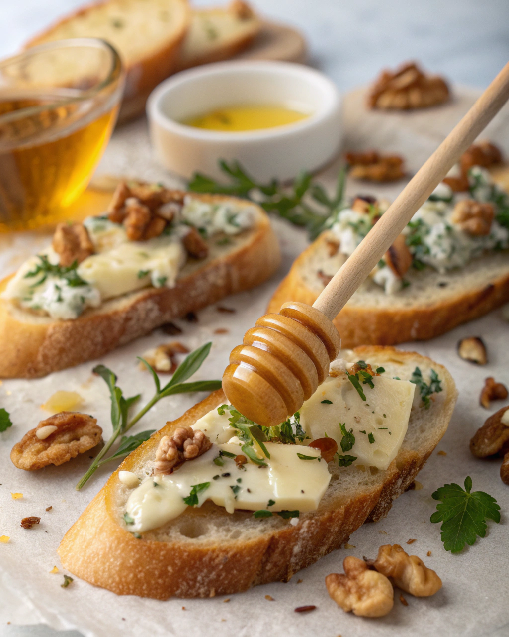 Crostini con gorgonzola e noci