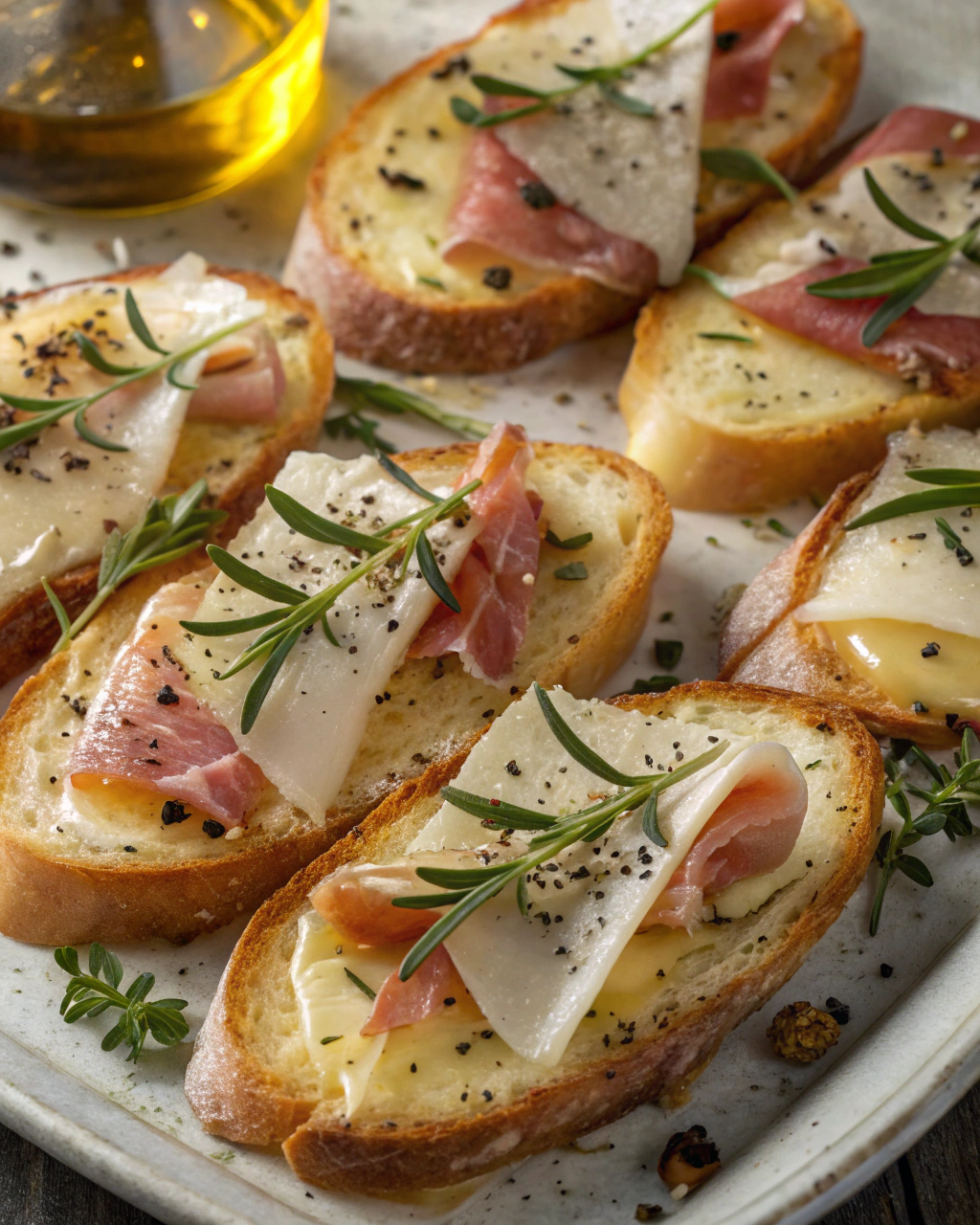 Crostini con lardo e rosmarino