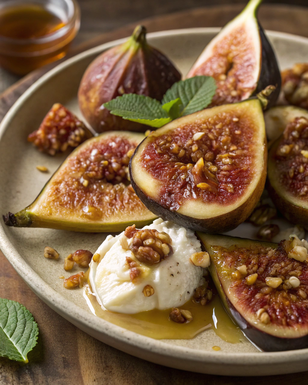 Fichi al forno con miele e noci