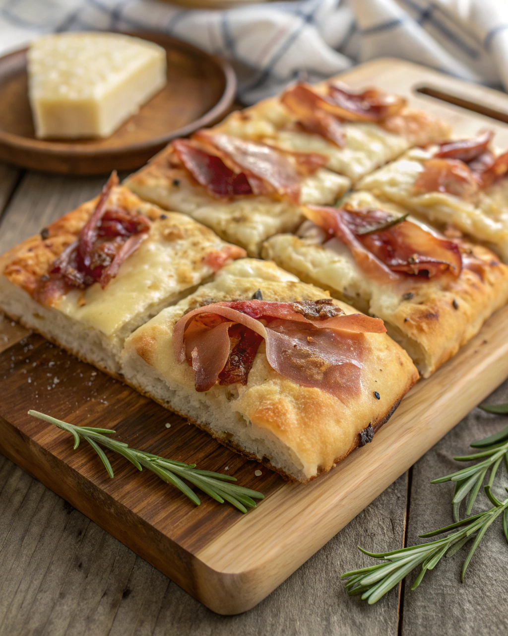 Focaccia ripiena prosciutto e formaggio