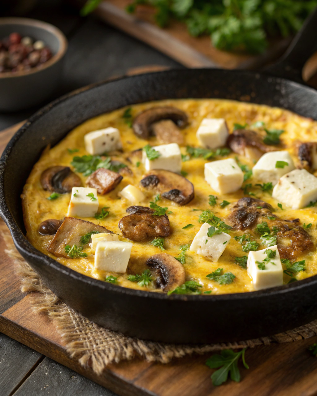 Frittata di funghi e provola