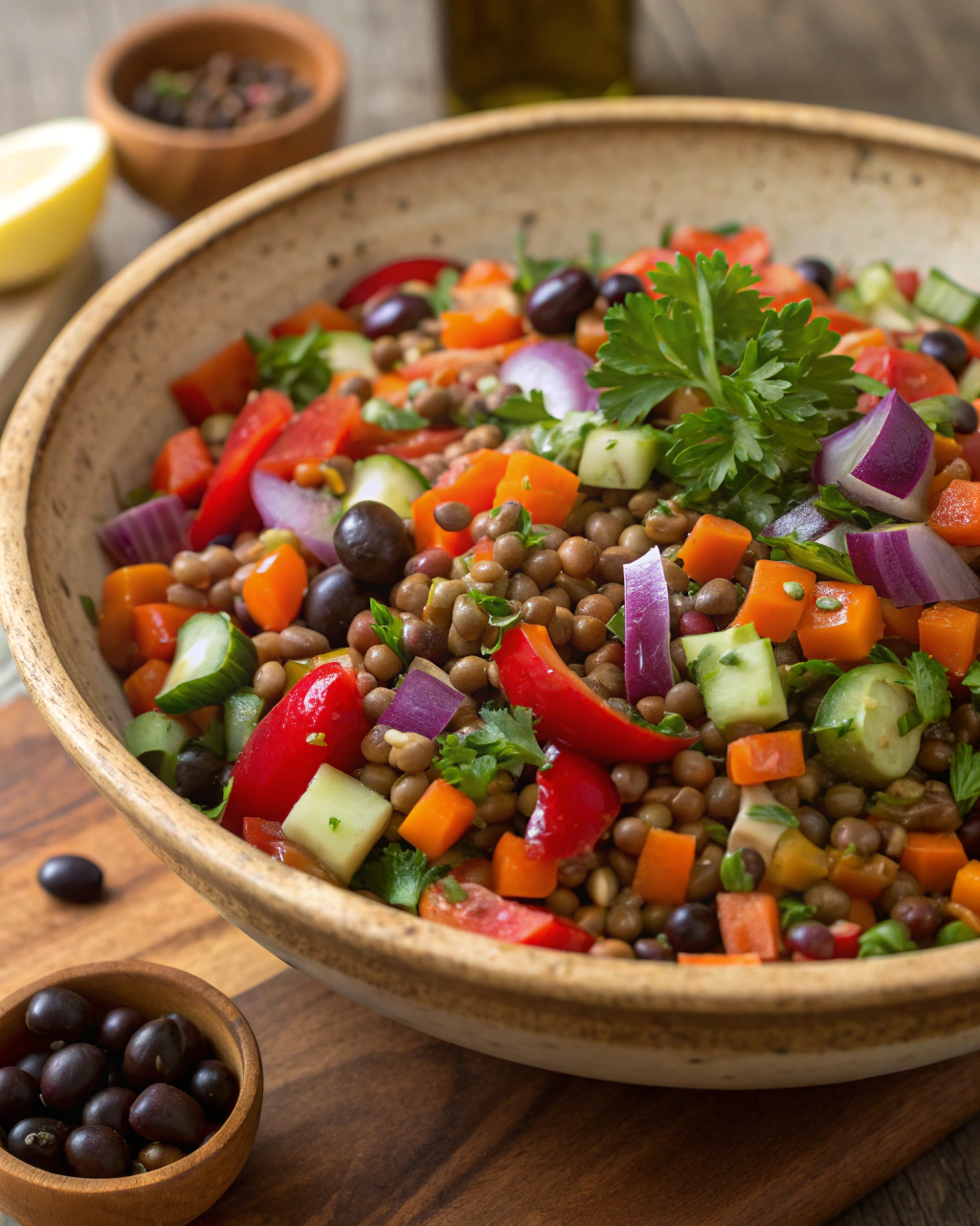 Insalata di lenticchie e verdure