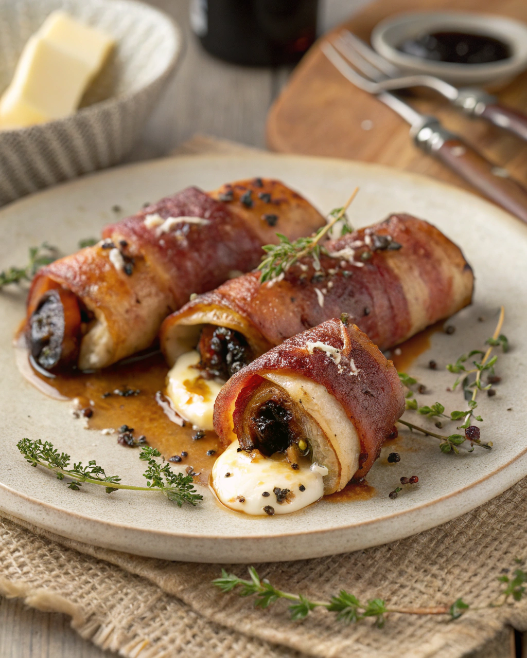 Involtini di speck e prugne