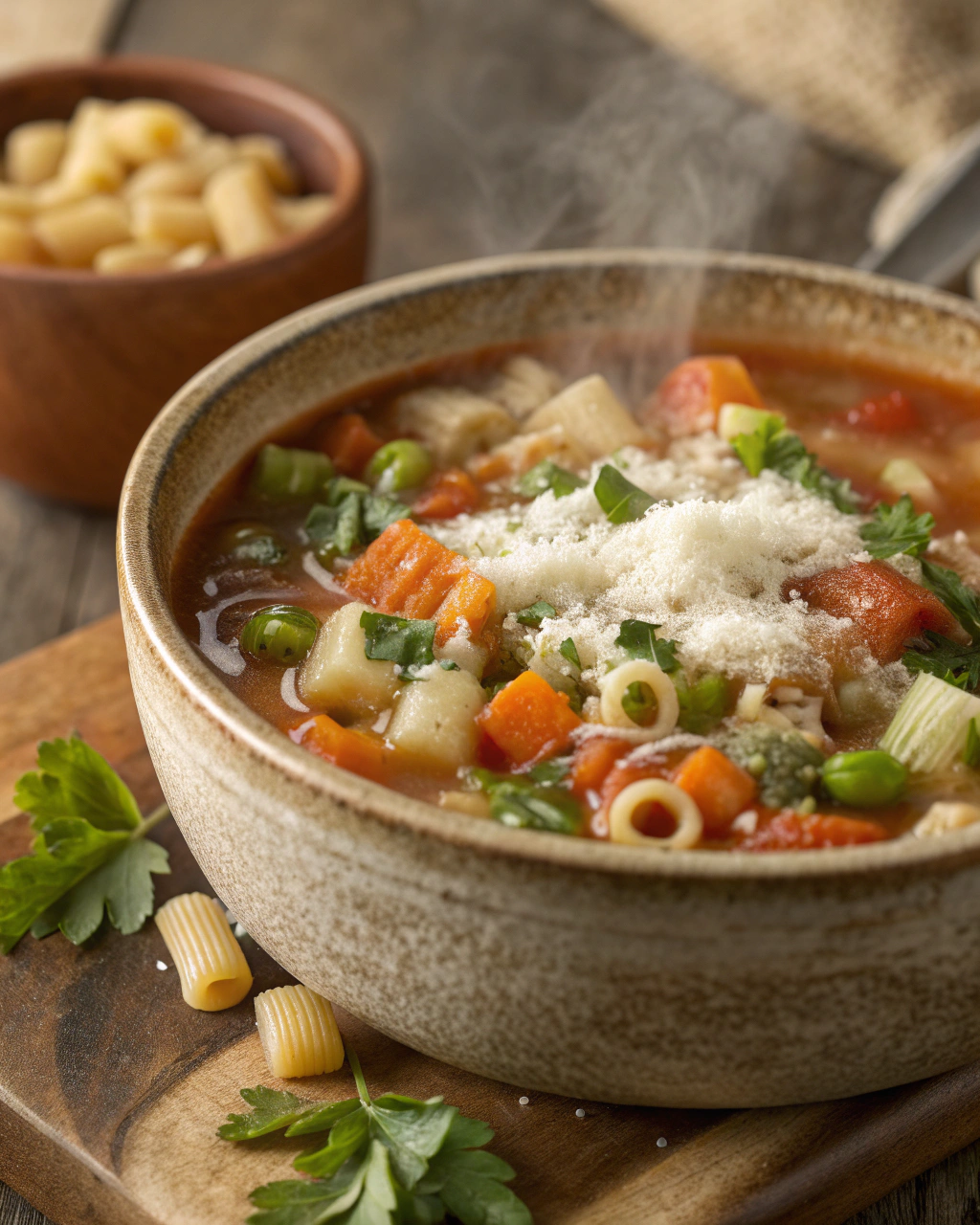Minestra di pasta corta in brodo