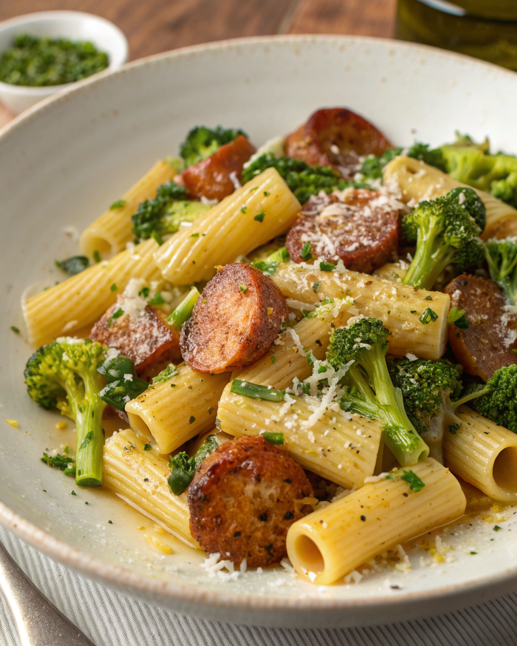 Pasta con broccoli e salsiccia