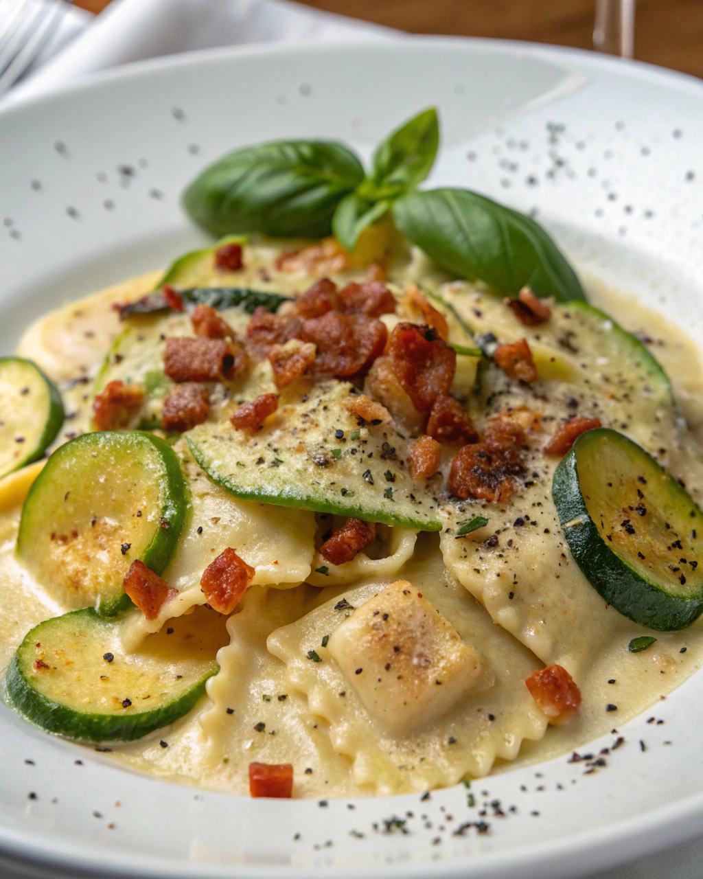 Pasta con zucchine e speck facile