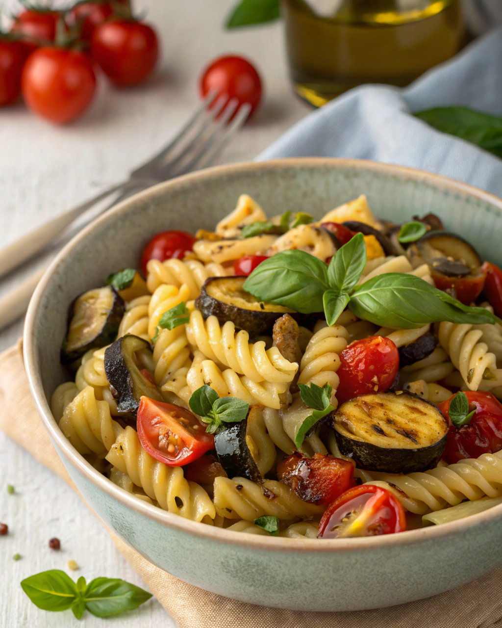 Pasta fredda con verdure grigliate