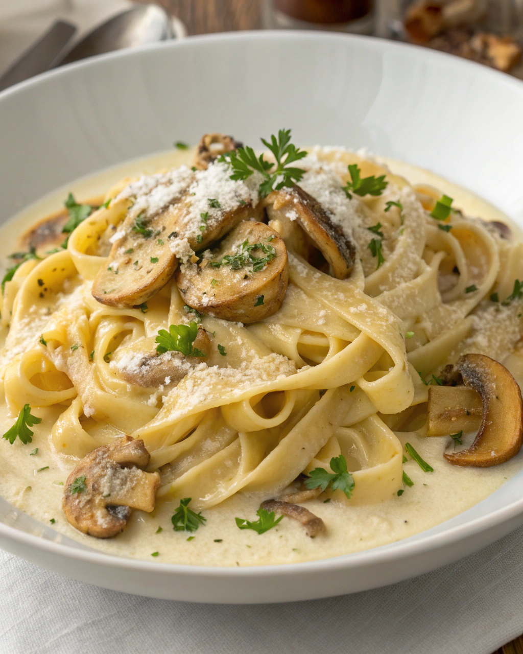 Pasta panna e funghi cremosa