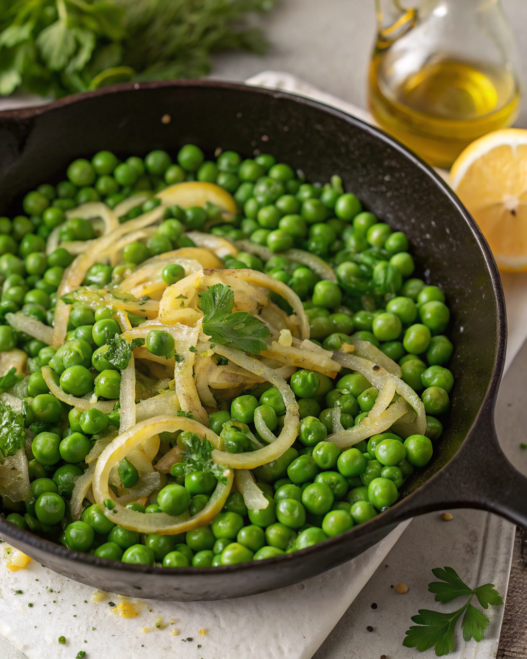 Piselli stufati in padella