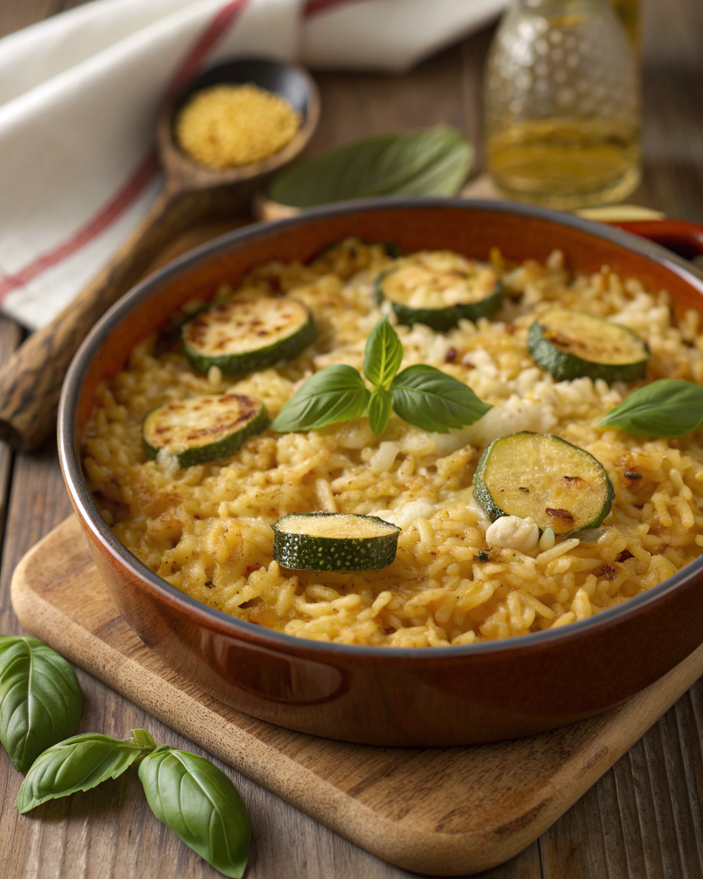 Riso al forno con zucchine
