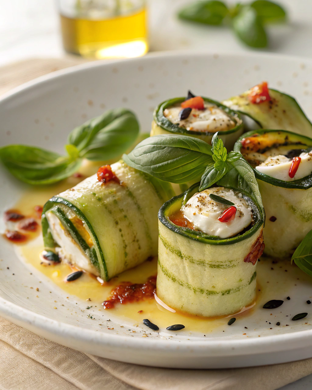 Rotolini di zucchine grigliate e formaggio