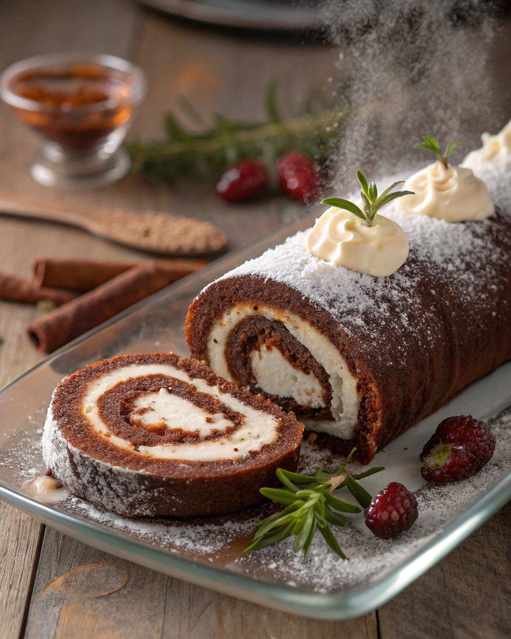 Rotolo al cacao con panna