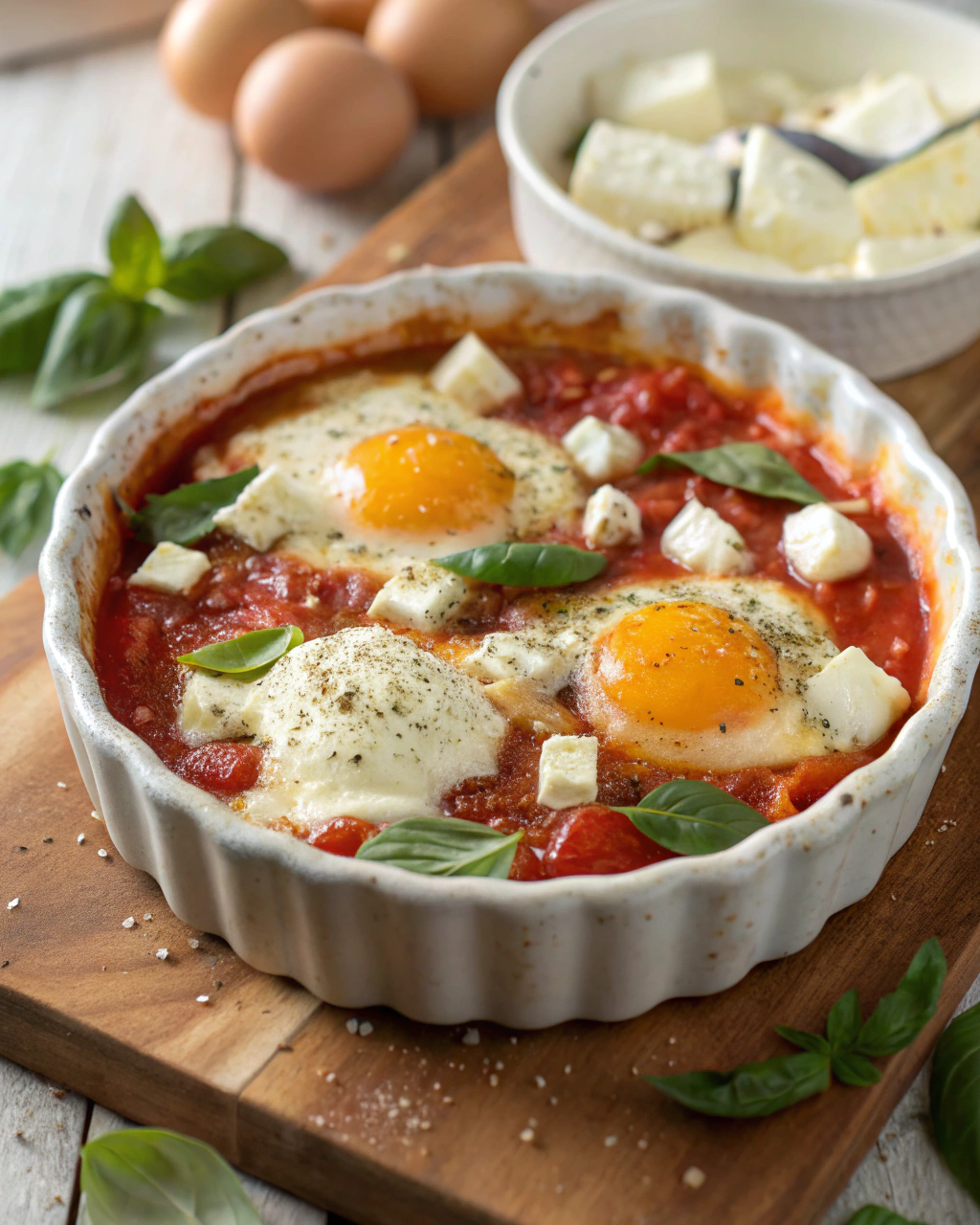 Uova al forno con pomodoro e formaggio