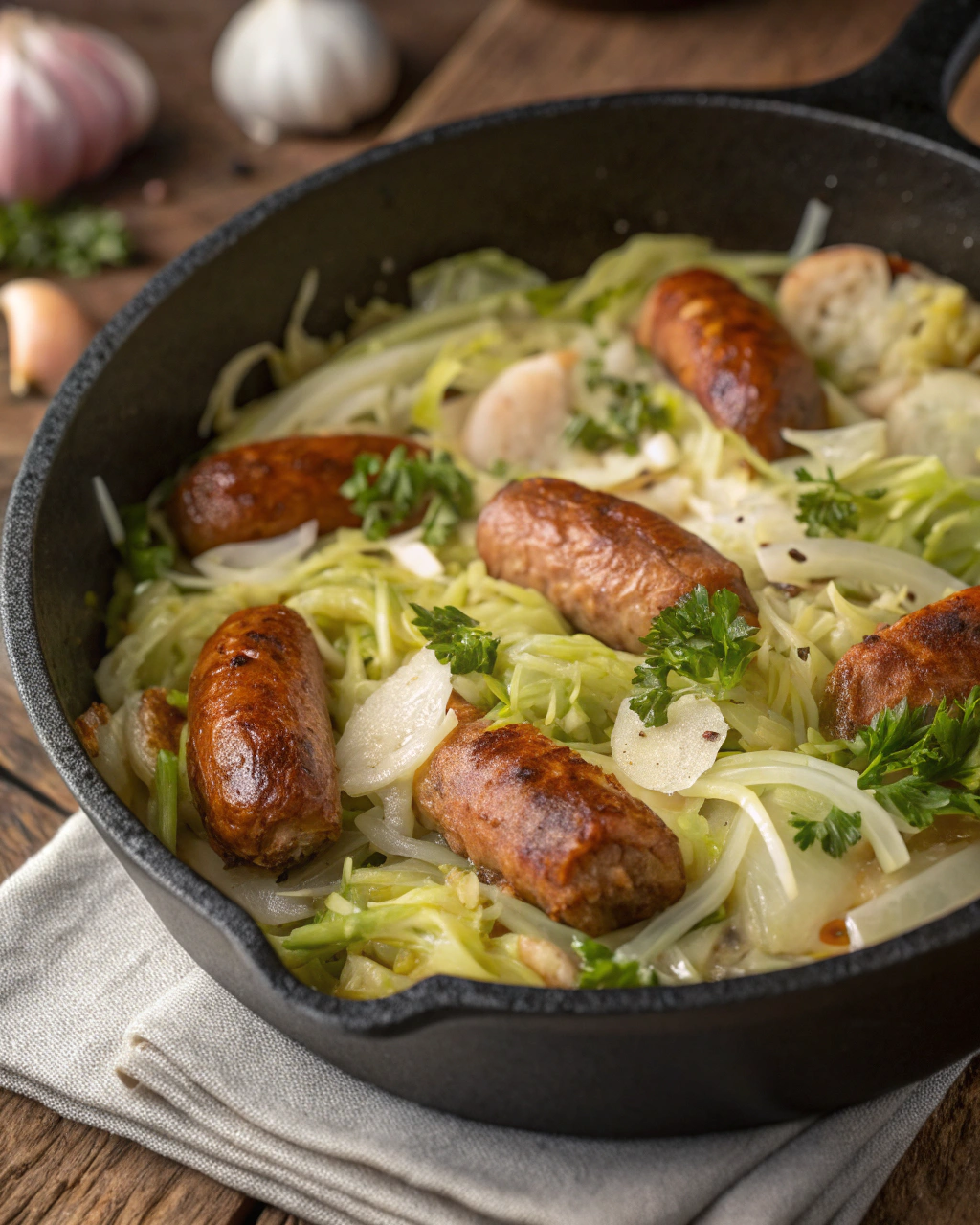 Verza e salsiccia in casseruola