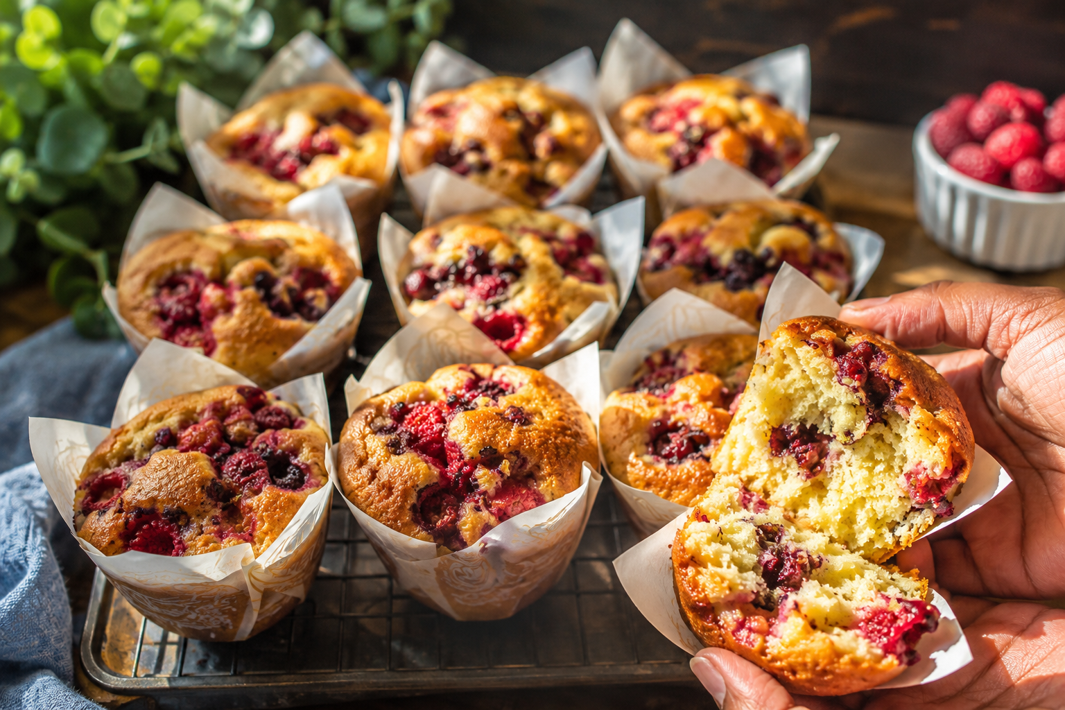 Muffin pronti in 5 minuti: soffici soffici, si sciolgono in bocca 😍 Descrizione Questi muffin sono incredibilmente soffici e leggeri, con una consistenza che si scioglie in bocca. Perfetti per chi ha poco tempo ma desidera una colazione o uno spuntino dolce irresistibile, sono facili e veloci da preparare. Ideali per accompagnare il tè del pomeriggio o da gustare in qualsiasi momento della giornata. Informazioni Tempo di preparazione: 5 minuti Tempo di cottura: 20 minuti Numero di porzioni: 12 muffin Difficoltà: Facile Ingredienti Per l'impasto 200 g di farina 00 150 g di zucchero 2 cucchiaini di lievito per dolci 1 pizzico di sale 2 uova 120 ml di latte 80 ml di olio di semi 1 cucchiaino di estratto di vaniglia Preparazione Preriscalda il forno a 180°C e prepara una teglia per muffin con pirottini di carta. In una ciotola grande, mescola la farina, lo zucchero, il lievito e il sale. In un'altra ciotola, sbatti insieme le uova, il latte, l'olio e l'estratto di vaniglia fino ad ottenere un composto omogeneo. Versa il composto liquido sugli ingredienti secchi e mescola rapidamente con un cucchiaio di legno fino a quando gli ingredienti sono appena amalgamati. Non mescolare troppo. Distribuisci l'impasto nei pirottini, riempiendoli per circa 3/4. Cuoci in forno preriscaldato per 20 minuti, o fino a quando i muffin saranno dorati e uno stuzzicadenti inserito al centro ne uscirà pulito. Lascia raffreddare i muffin su una griglia per qualche minuto prima di servirli. Consigli Puoi aggiungere delle gocce di cioccolato o dei mirtilli per variare il gusto dei muffin. Se desideri una crosticina croccante in superficie, puoi spolverare un po' di zucchero prima di infornare. Conserva i muffin in un contenitore ermetico per mantenerli morbidi per diversi giorni. Servizio Servi i muffin tiepidi o a temperatura ambiente. Sono perfetti con un bicchiere di latte o un caffè: una dolce pausa che accontenta grandi e piccini!