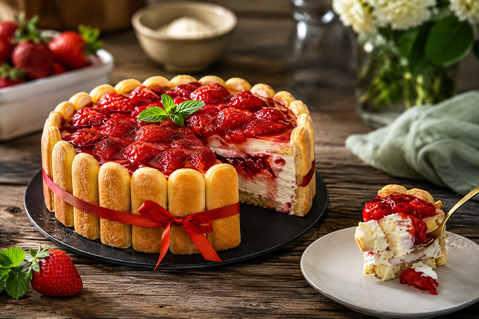 Torta fredda alle fragole pronta in 5 minuti, il dolce freschissimo che conquisterà tutti 🍓