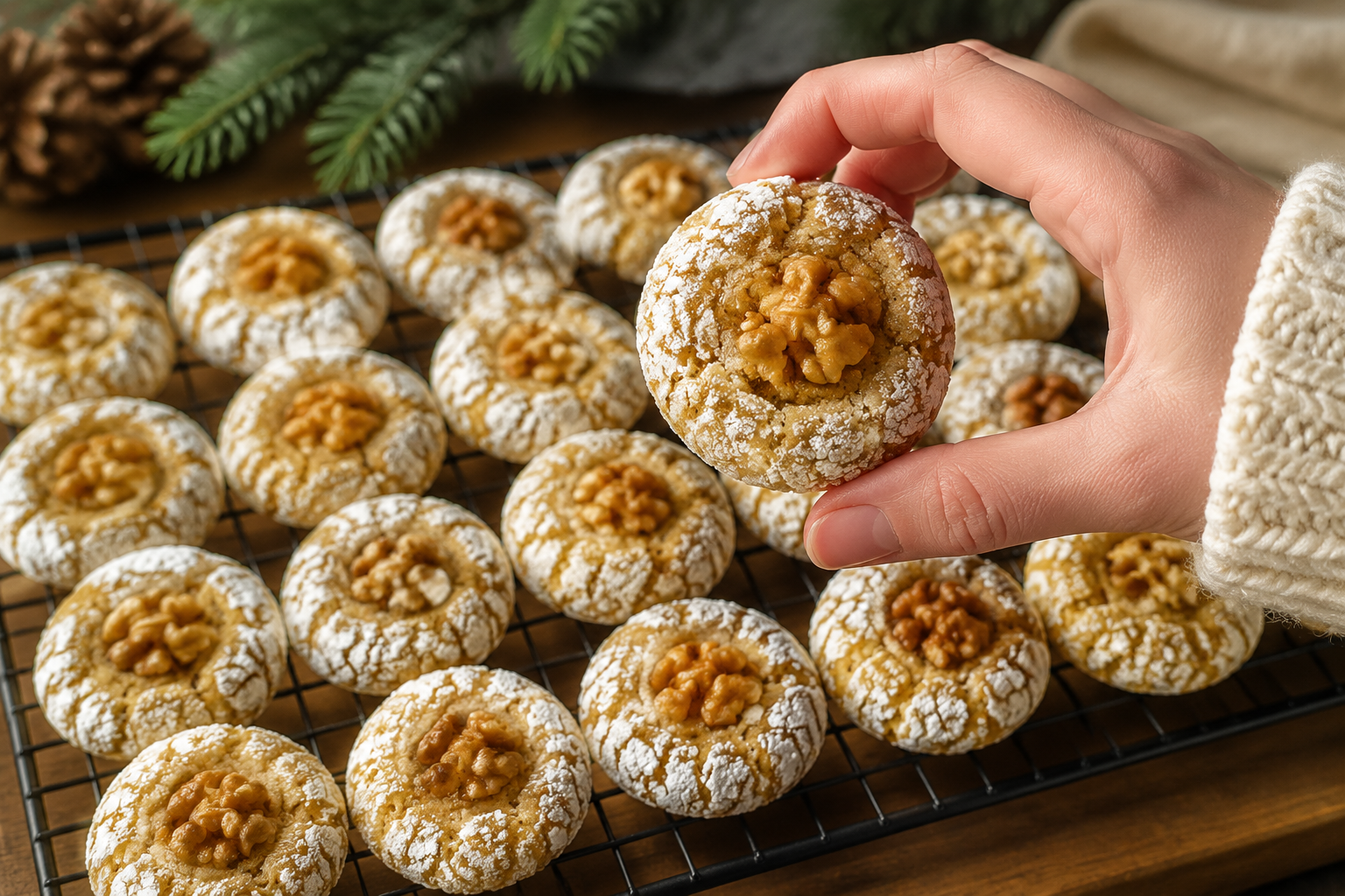 Biscotti alle noci senza glutine, pronti in 10 minuti e si sciolgono in bocca 😍 Descrizione Questi biscotti alle noci senza glutine sono deliziosamente friabili e si sciolgono in bocca al primo morso. Perfetti per chi cerca un dolce veloce, genuino e senza glutine, uniscono il sapore intenso delle noci alla dolcezza equilibrata dello zucchero di canna. Ideali per una pausa golosa o per accompagnare un tè caldo. Informazioni Tempo di preparazione: 10 minuti Tempo di cottura: 12 minuti Numero di porzioni: 20 biscotti Difficoltà: Facile Ingredienti Per l'impasto 150 g di farina senza glutine (miscela per dolci) 100 g di burro morbido 80 g di zucchero di canna 1 uovo medio 1 cucchiaino di lievito per dolci senza glutine 1 pizzico di sale 1 cucchiaino di estratto naturale di vaniglia Per la decorazione 50 g di noci tritate grossolanamente Preparazione Preriscalda il forno a 180°C e prepara una teglia coprendola con carta da forno. In una ciotola capiente, lavora il burro morbido con lo zucchero di canna usando una spatola o le fruste fino a ottenere una crema omogenea. Aggiungi l'uovo e l’estratto di vaniglia, mescola bene per amalgamare tutti gli ingredienti. Setaccia assieme la farina senza glutine, il lievito e il sale, poi incorporali gradualmente al composto cremoso, mescolando con cura per evitare grumi. Unisci le noci tritate grossolanamente all'impasto, mescolando delicatamente per distribuirle uniformemente. Con un cucchiaio raccogli piccole porzioni di impasto e disponile sulla teglia, lasciando qualche centimetro di spazio tra un biscotto e l'altro, poi schiaccia leggermente la superficie di ciascuno. Cuoci in forno statico a 180°C per circa 12 minuti, o finché i bordi saranno leggermente dorati. Estrai i biscotti dal forno e lasciali raffreddare su una griglia; si induriranno leggermente ma resteranno friabili e morbidi all’interno. Consigli Utilizza burro morbido a temperatura ambiente per ottenere un impasto cremoso e omogeneo senza lavorarlo troppo. Per variare, puoi sostituire le noci con mandorle tritate o nocciole, mantenendo lo stesso peso. Assicurati che la farina senza glutine che usi contenga già una miscela di amidi per una migliore consistenza. Conserva i biscotti in una scatola di latta o contenitore ermetico per mantenerli freschi e fragranti più a lungo. Servizio Servi questi biscotti alle noci senza glutine accompagnandoli con una tazza di tè, caffè o una bevanda vegetale. Sono ideali come dolce spezza-fame o come dolcetto da offrire agli ospiti in modo semplice ma raffinato. Perfetti anche per chi segue una dieta senza glutine senza rinunciare al gusto.
