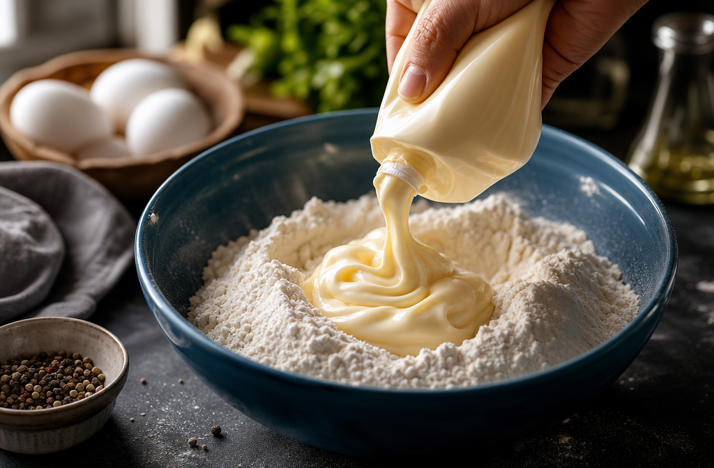 La maionese con farina segreta: la sorpresa che ha conquistato mio marito 😍 Descrizione Questa maionese speciale stupisce per la sua incredibile cremosità e leggerezza, ottenuta grazie a un ingrediente “nascosto”: la farina di riso. Perfetta come salsa d’accompagnamento per carne, pesce o verdure, unisce tradizione e un tocco innovativo che la rende irresistibile. La farina segreta non altera il sapore classico ma dona struttura e stabilità senza bisogno di aggiungere molti grassi. Un’idea semplice e golosa che ha conquistato anche i palati più esigenti. Informazioni Tempo di preparazione: 10 minuti Tempo di cottura: 5 minuti (per la farina) Numero di porzioni: 6 persone Difficoltà: Facile Ingredienti Per la base maionese 1 tuorlo d’uovo a temperatura ambiente 200 ml olio di semi di girasole 1 cucchiaino di senape di Digione 1 cucchiaio di succo di limone sale q.b. pepe bianco q.b. Per la farina segreta 10 g di farina di riso 50 ml di acqua fredda Preparazione In un pentolino piccolo, mescola la farina di riso con l’acqua fredda fino a ottenere un composto liscio e senza grumi. Porta il pentolino sul fuoco basso e cuoci mescolando continuamente fino a ottenere una crema densa simile a una besciamella leggera (circa 3-5 minuti). Lasciala raffreddare completamente. In una ciotola capiente, metti il tuorlo, la senape, il sale e il pepe. Inizia a montare con una frusta elettrica o a mano. Con le fruste in movimento, aggiungi a filo l’olio di semi, molto lentamente, per permettere all’emulsione di formarsi correttamente. Quando la maionese sarà ben montata e densa, incorpora la crema di farina di riso fredda, mescolando delicatamente per amalgamare senza smontare il composto. Aggiungi il succo di limone e mescola ancora per amalgamare e regolare la cremosità. Assaggia e correggi sale e pepe a piacere. Lascia riposare in frigorifero almeno 30 minuti prima di servire per far compattare i sapori e la texture. Consigli Usa un tuorlo a temperatura ambiente per facilitare la formazione dell’emulsione ed evitare che la maionese si smonti. Per una versione senza uova, prova a sostituire il tuorlo con 60 ml di latte di soia e procedi allo stesso modo; la farina di riso aiuterà comunque la cremosità. Se la maionese risulta troppo densa, aggiungi un cucchiaino di acqua o succo di limone per regolare la consistenza. La farina di riso conferisce stabilità anche a temperature leggermente più alte, quindi questa maionese è ottima per picnic o pranzi all’aperto. Servizio Servi questa maionese con farina segreta come salsa per accompagnare panini gourmet, finger food di mare come gamberi o calamari, oppure come crema da affiancare a verdure grigliate e patate arrosto. È perfetta anche per insaporire insalate di pollo o come tocco finale su hamburger.