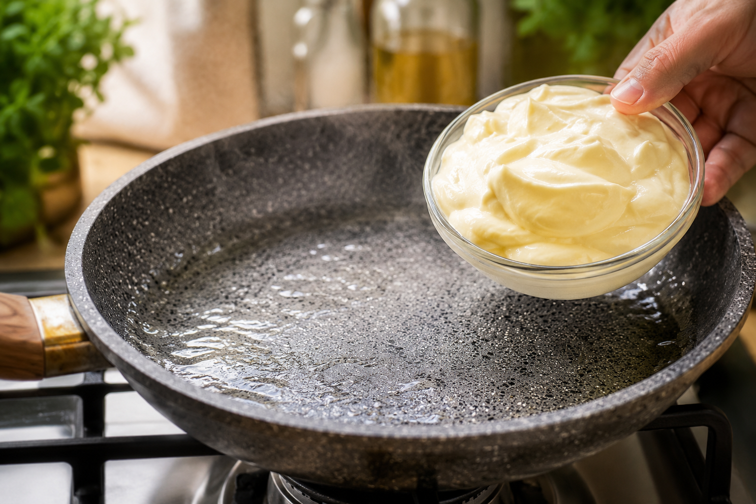 Non crederai cosa succede aggiungendo maionese nell’acqua bollente per la pasta 🔥 Descrizione Un trucco innovativo e sorprendente per ottenere una pasta cremosa, setosa e mai appiccicosa. Aggiungendo un cucchiaio di maionese all’acqua di cottura, la pasta si avvolge in una delicata emulsione, mantenendo tutta la sua consistenza e aggiungendo un tocco di sapore unico. Perfetta per chi cerca un modo semplice e veloce per arricchire il piatto senza preparare salse complicate. Informazioni Tempo di preparazione: 5 minuti Tempo di cottura: 10-12 minuti Numero di porzioni: 4 persone Difficoltà: Facile Ingredienti Per la pasta 320 g di pasta (mezze penne, fusilli o spaghetti) 2 litri di acqua 10 g di sale grosso 1 cucchiaio di maionese (circa 15 g) Per il condimento finale 30 ml di olio extravergine di oliva 1 spicchio d’aglio Pepe nero macinato fresco q.b. Parmigiano Reggiano grattugiato q.b. (opzionale) Prezzemolo fresco tritato q.b. (opzionale) Preparazione Porta a ebollizione i 2 litri di acqua in una pentola capiente e aggiungi il sale grosso. Appena l’acqua raggiunge il bollore, aggiungi il cucchiaio di maionese e mescola delicatamente finché si scioglie e si distribuisce uniformemente. Butta la pasta nell’acqua e cuocila seguendo i tempi indicati sulla confezione, mescolando di tanto in tanto per evitare che si attacchi. Nel frattempo, in una padella scalda l’olio extravergine con lo spicchio d’aglio schiacciato finché diventa fragrante, quindi rimuovi l’aglio. Scola la pasta al dente, conservando un mestolo di acqua di cottura. Trasferisci la pasta nella padella con l’olio e saltala a fuoco medio aggiungendo un po’ dell’acqua di cottura se necessario; questo aiuterà a creare una bella cremosità. Aggiungi pepe nero a piacere e mescola bene. Distribuisci la pasta nei piatti, guarnisci con parmigiano e prezzemolo fresco, se graditi. Consigli La maionese deve essere di buona qualità, preferibilmente fatta in casa o con olio extra vergine di oliva per un sapore più genuino. Non esagerare con la maionese: un cucchiaio basta per garantire cremosità senza alterare troppo il gusto. Se vuoi un’alternativa più leggera, prova con la maionese senza uova o con una maionese vegana. Per un tocco extra, aggiungi un po’ di scorza di limone grattugiata o delle erbe aromatiche come basilico o timo. Servizio Servi questa pasta cremosa e saporita subito ben calda, accompagnata da un’insalata fresca o un contorno di verdure grigliate. È un piatto ideale per una cena veloce ma gustosa tra amici o per sorprendere la famiglia con un piccolo segreto in cucina che fa la differenza!