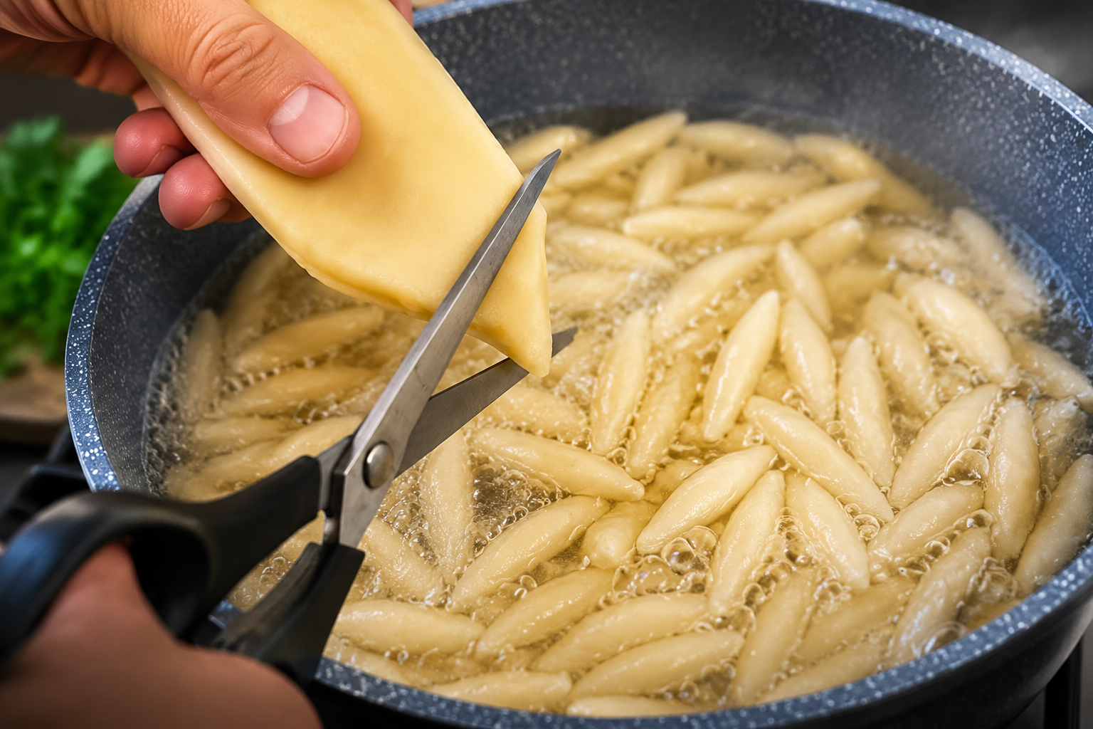 Snack Irresistibile di Ravioli Croccanti Descrizione Questa ricetta trasforma i classici ravioli in uno snack croccante e sfizioso, perfetto per un aperitivo o una merenda golosa. Il ripieno ricco e saporito si abbina alla croccantezza della superficie dorata, creando un contrasto di consistenze davvero irresistibile. Un modo originale e divertente per gustare i ravioli in una veste tutta nuova. Informazioni Tempo di preparazione: 20 minuti Tempo di cottura: 15 minuti Numero di porzioni: 4 persone (circa 20 pezzi) Difficoltà: Media Ingredienti Per i ravioli 250 g di farina 00 2 uova medie 1 pizzico di sale 1 cucchiaio di olio extravergine d'oliva Per il ripieno 200 g di ricotta fresca 100 g di spinaci freschi 50 g di parmigiano reggiano grattugiato 1 spicchio d’aglio sale e pepe q.b. noce moscata grattugiata q.b. Per la cottura e la finitura olio di semi per friggere q.b. sale grosso q.b. formaggio grattugiato per spolverare (opzionale) Preparazione Prepara la pasta fresca impastando farina, uova, olio e un pizzico di sale fino a ottenere un composto morbido ed elastico. Avvolgila nella pellicola e lasciala riposare per 20 minuti. Mondata e sciacqua gli spinaci, saltali in padella con un filo d'olio e uno spicchio d’aglio finché saranno ben appassiti. Strizzali per eliminare l’acqua in eccesso, poi tritali finemente. In una ciotola unisci gli spinaci tritati, la ricotta, il parmigiano, una grattugiata di noce moscata, sale e pepe. Mescola bene fino a ottenere un ripieno omogeneo. Stendi la pasta con il matterello o la macchina per la pasta in sfoglie sottili, circa 2 mm. Forma dei dischi o quadrati di circa 5 cm di lato. Poni una piccola quantità di ripieno al centro di ogni disco e chiudi bene i bordi premendo con le dita o con una forchetta per sigillare i ravioli. Scalda l’olio di semi in una padella profonda fino a 180°C. Friggi i ravioli pochi alla volta fino a doratura uniforme, circa 2-3 minuti per lato. Scolali su carta assorbente, salali leggermente e servili caldi, eventualmente spolverati con parmigiano grattugiato. Consigli Assicurati che i bordi dei ravioli siano ben sigillati per evitare che il ripieno fuoriesca durante la frittura. Puoi sostituire gli spinaci con erbette o bietole per variare il gusto del ripieno. Friggendo i ravioli a temperatura giusta eviterai che assorbano troppo olio e saranno croccanti e leggeri. Se preferisci un’alternativa più leggera, cuoci i ravioli in acqua bollente salata e poi saltali in padella con un filo d’olio per ottenere un effetto leggermente croccante. Servizio Servi questo snack di ravioli croccanti caldo, accompagnato da una salsa fresca al pomodoro o da una crema delicata allo yogurt e menta. È ideale per un aperitivo tra amici, una merenda sfiziosa o come antipasto originale durante una cena informale.