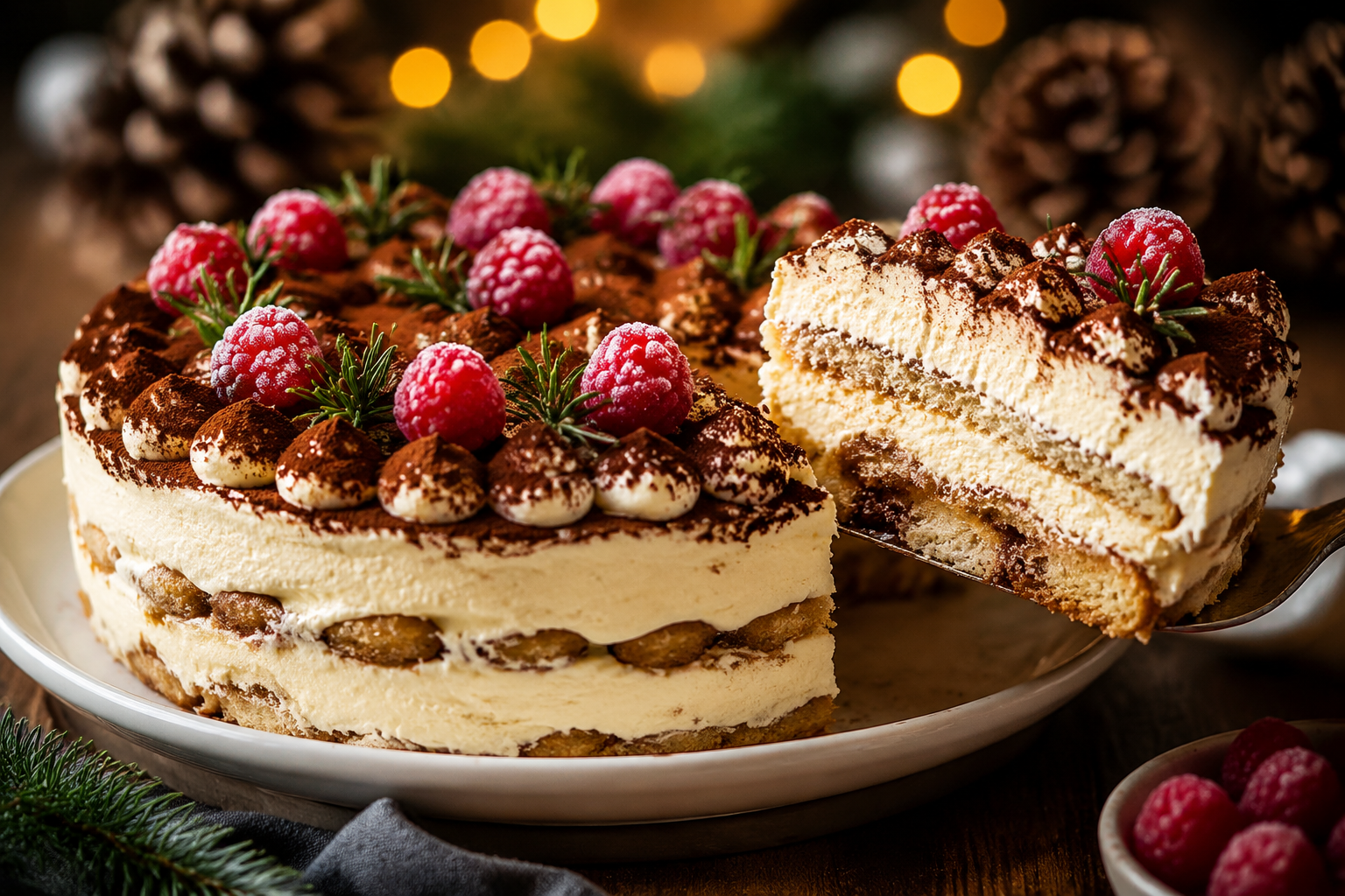 Tiramisù di Natale senza forno: pronto in 5 minuti, il dolce che conquista tutti 🍊😍 Descrizione Questo tiramisù di Natale è una rivisitazione fresca e profumata del classico dolce italiano, arricchito con note agrumate di arancia che ne esaltano il sapore e lo rendono irresistibile. Preparato senza forno e pronto in soli 5 minuti, è perfetto per le feste natalizie o ogni volta che si desidera conquistare i commensali con un dessert veloce e raffinato. La dolcezza delle creme morbide si sposa con la freschezza degli agrumi, mentre i biscotti imbevuti di una bagna speziata aggiungono una consistenza piacevole e avvolgente. Informazioni Tempo di preparazione: 5 minuti Tempo di cottura: 0 minuti Numero di porzioni: 6 persone Difficoltà: Facile Ingredienti Per la crema al mascarpone 250 g mascarpone 100 g panna fresca da montare 80 g zucchero a velo 2 tuorli d’uovo freschissimi 1 cucchiaio di liquore all’arancia (es. Cointreau o Grand Marnier) Per la bagna e la composizione 200 ml succo d’arancia fresco 100 ml acqua 1 cucchiaio zucchero 1 cucchiaino estratto di vaniglia 1 cucchiaino cannella in polvere 200 g savoiardi Scorza grattugiata di 1 arancia Cacao amaro in polvere q.b. per spolverare Preparazione Prepara la bagna: in una ciotola unisci il succo d’arancia, l’acqua, lo zucchero, la vaniglia e la cannella. Mescola bene finché lo zucchero si scioglie completamente. In una ciotola capiente, monta la panna con lo zucchero a velo fino a ottenere una consistenza soffice ma ferma. In un’altra ciotola, sbatti i tuorli con il mascarpone e il liquore all’arancia fino a ottenere una crema liscia e omogenea. Incorpora delicatamente la panna montata al composto di mascarpone e tuorli, mescolando con movimenti dal basso verso l’alto per mantenere l’aria nella crema. Immergi velocemente i savoiardi nella bagna all’arancia, facendo attenzione a non inzupparli troppo per evitare che si sfaldino. Disponi uno strato di savoiardi sul fondo di una pirofila o di coppette individuali. Copri con metà della crema al mascarpone, distribuisci un po’ di scorza d’arancia grattugiata e ripeti con un altro strato di savoiardi inzuppati e la crema restante. Termina con una spolverata abbondante di cacao amaro e ulteriore scorza d’arancia per decorare. Riponi in frigorifero per almeno 30 minuti prima di servire per far amalgamare i sapori, ma è già pronto anche subito per un dessert express. Consigli Utilizza tuorli molto freschi e di qualità per garantire una crema sicura e dal sapore delicato; in alternativa, usa crema al mascarpone già pronta per una versione ultra veloce. Per un tocco natalizio in più, aggiungi una punta di zenzero in polvere nella bagna o sopra il tiramisù. Non inzuppare troppo i savoiardi per mantenere una struttura compatta e piacevole al palato. Puoi sostituire il liquore con sciroppo d’arancia per una versione analcolica, mantenendo comunque il gusto agrumato. Servizio Servi il tiramisù di Natale in eleganti coppette o in una pirofila trasparente per mostrare gli strati colorati. È perfetto come dessert a fine pranzo o cena natalizia, accompagnato da un bicchierino di liquore all’arancia o da un tè speziato. Grazie alla sua preparazione senza forno e ai profumi festivi, conquisterà tutti i tuoi ospiti in modo facile e veloce.