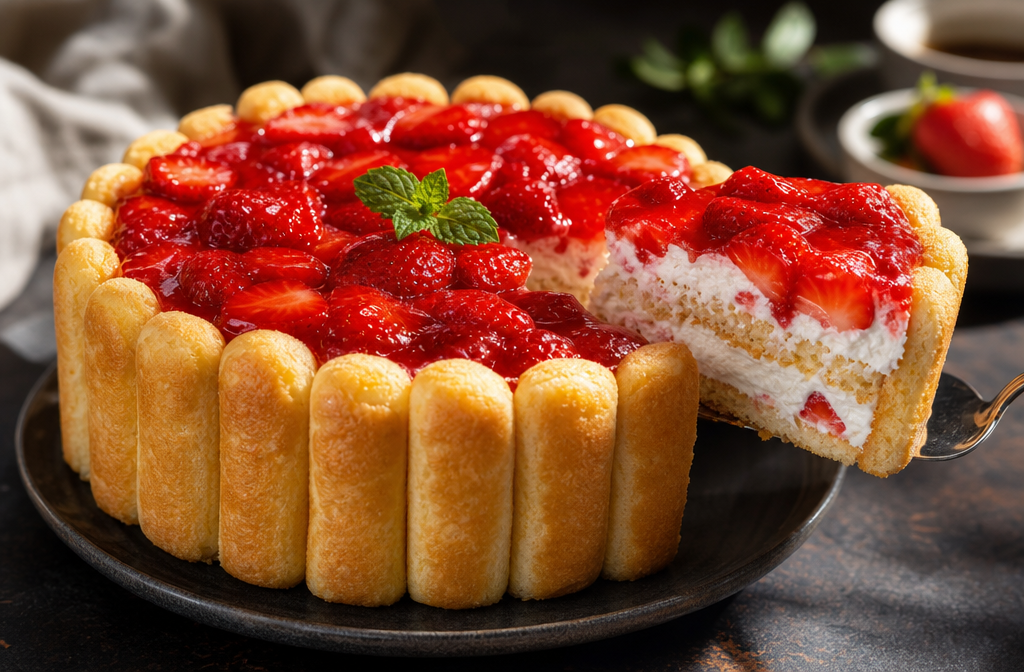 Torta fredda alle fragole senza forno, pronta in 5 minuti e si scioglie in bocca 🍓