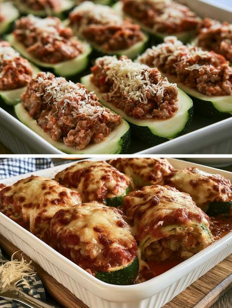 Zucchine ripiene al forno con carne macinata e parmigiano