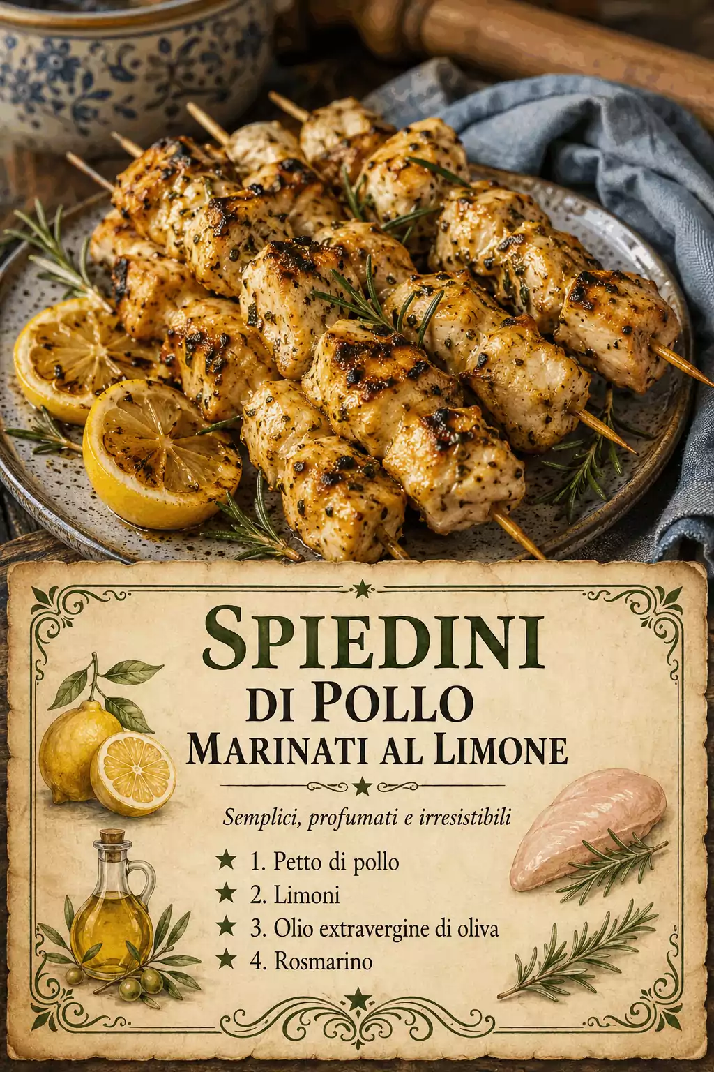 Spiedini di Pollo Marinati al Limone