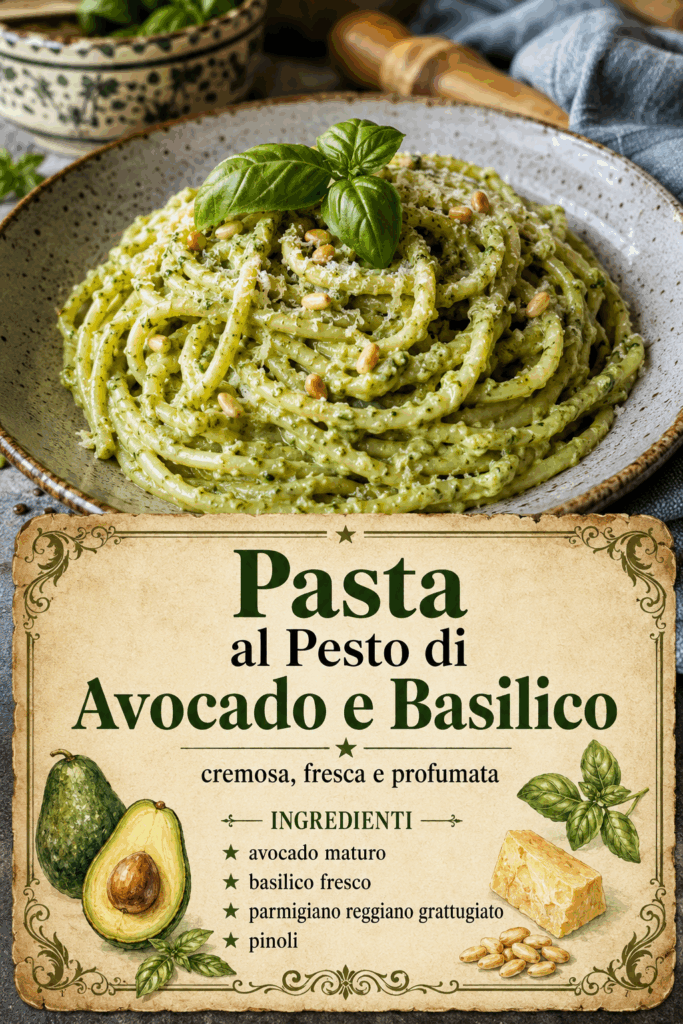 Pasta al Pesto di Avocado e Basilico