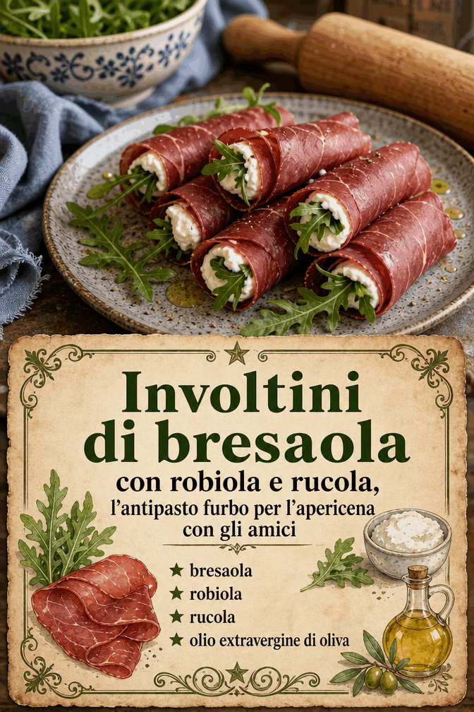 Involtini di bresaola con robiola e rucola, l’antipasto furbo per l’apericena con gli amici