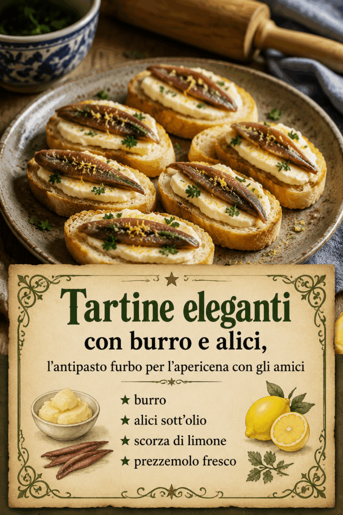 Tartine con burro e alici in 15 minuti: le dosi giuste per un’apericena in quattro