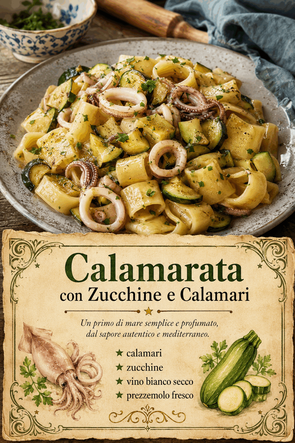 Calamarata con Zucchine e Calamari