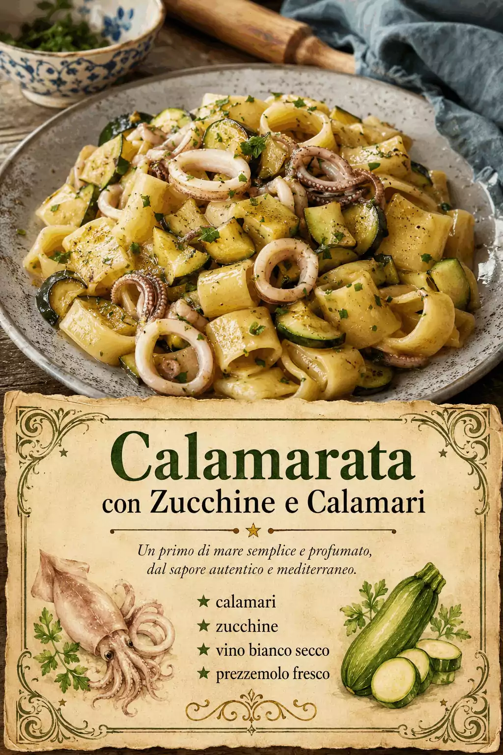 Calamarata con Zucchine e Calamari
