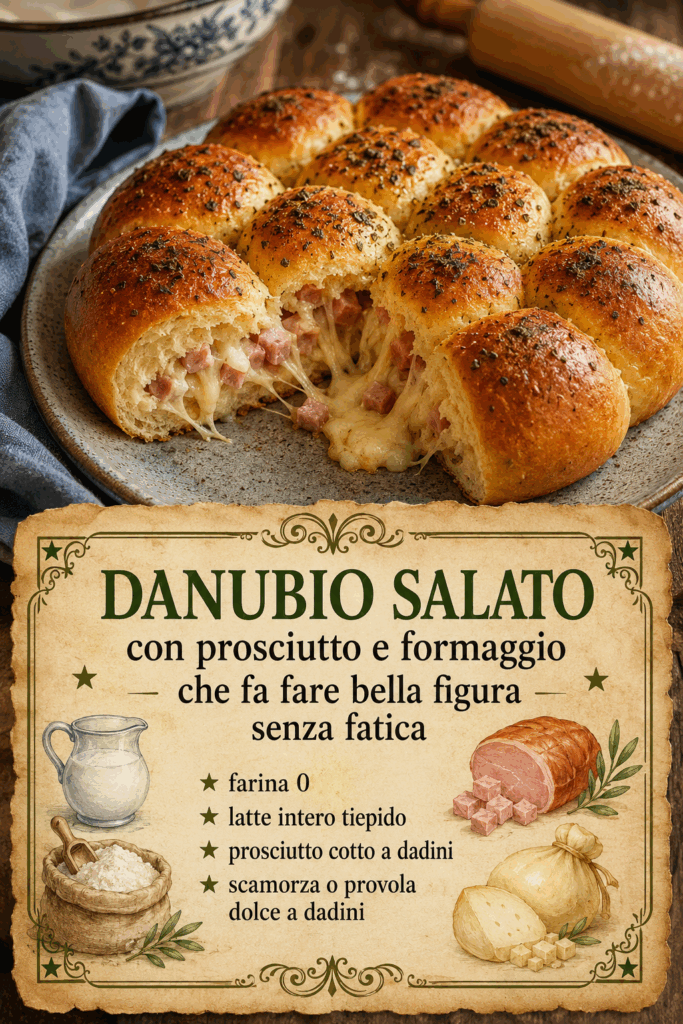 Danubio salato con prosciutto e formaggio che fa fare bella figura senza fatica