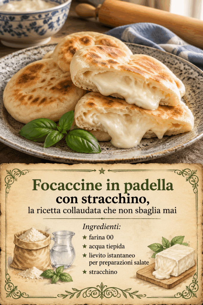 Focaccine in padella con stracchino, la ricetta collaudata che non sbaglia mai