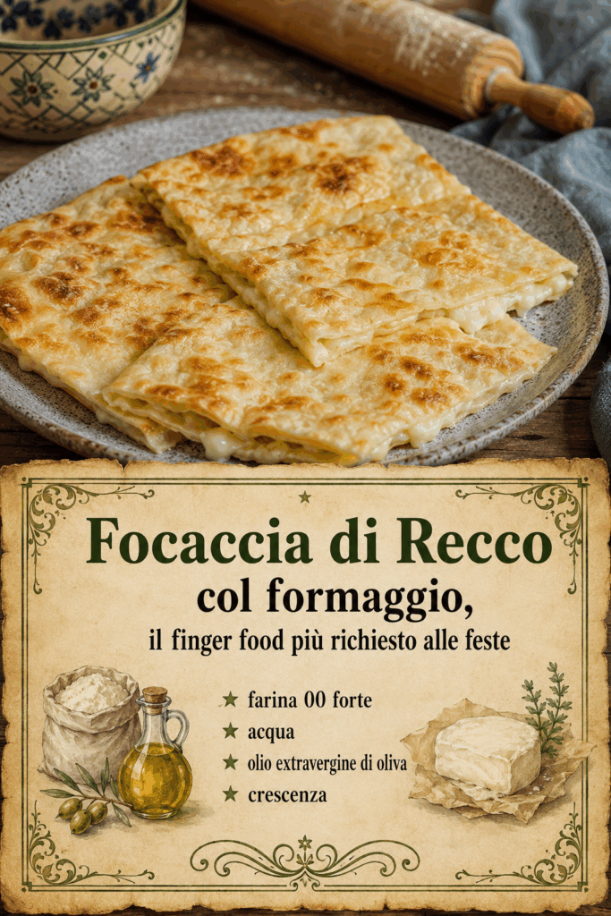 Focaccia di Recco col formaggio a quadretti: dosi e infornate per un aperitivo in casa