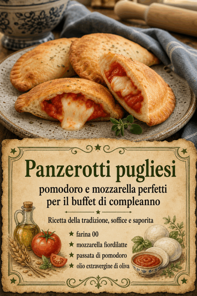 Panzerotti pugliesi pomodoro e mozzarella perfetti per il buffet di compleanno