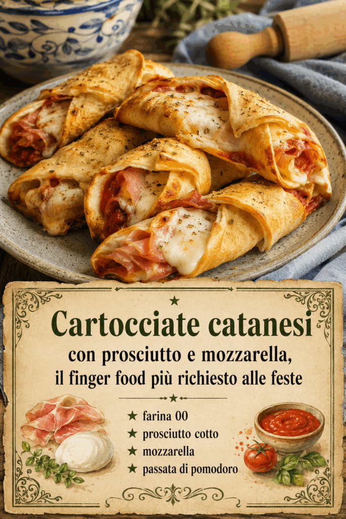 Cartocciate catanesi con prosciutto e mozzarella, il finger food più richiesto alle feste