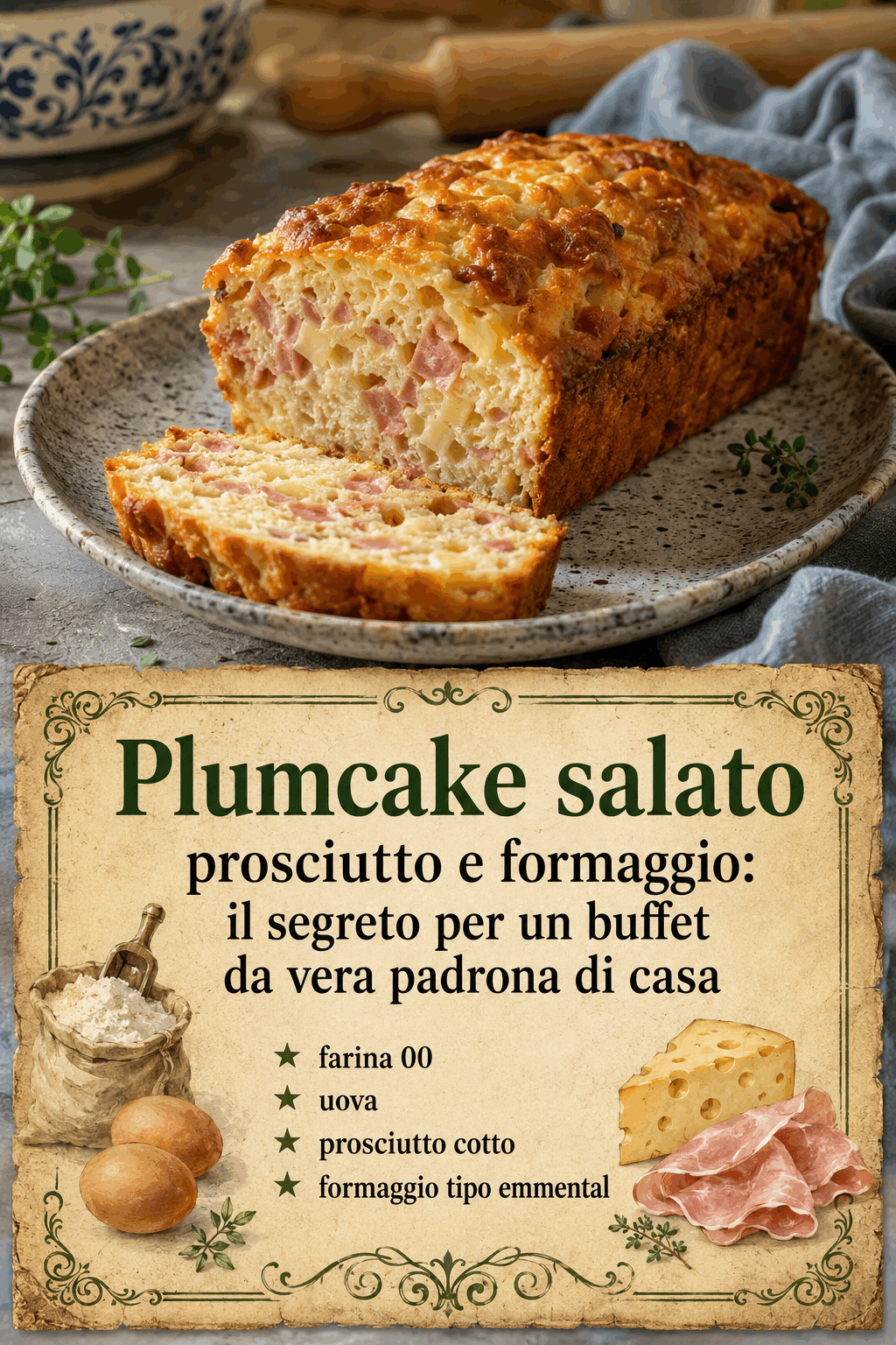 Plumcake salato prosciutto e formaggio: il segreto per un buffet da vera padrona di casa