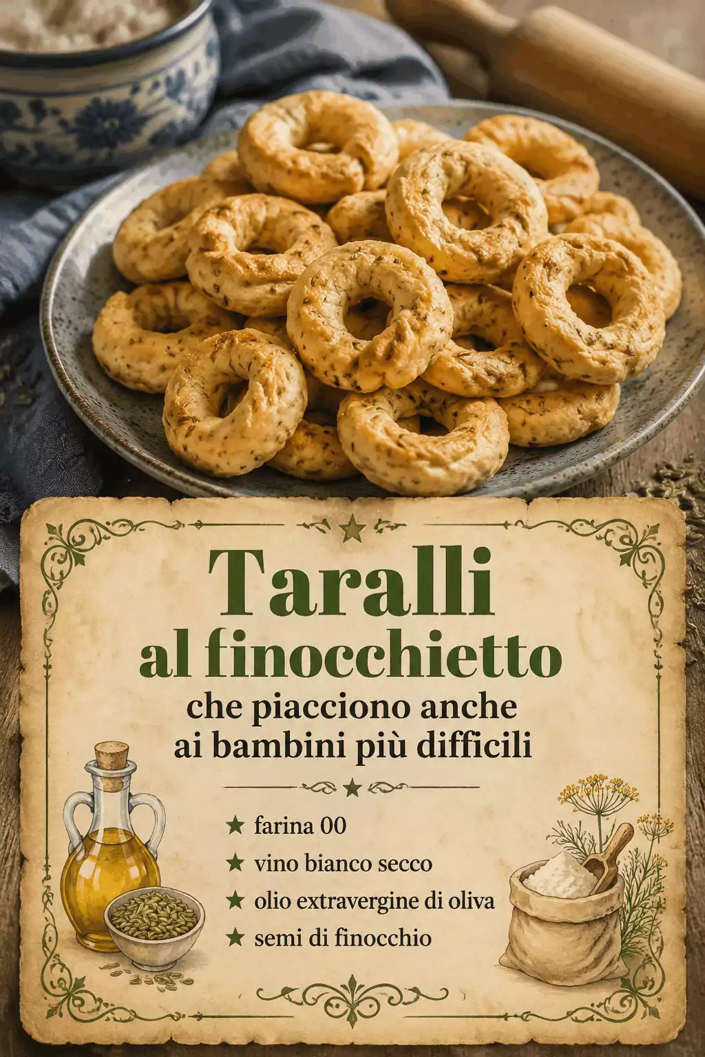 Taralli al finocchietto in formato mini per i bambini: meno sale e semi pestati