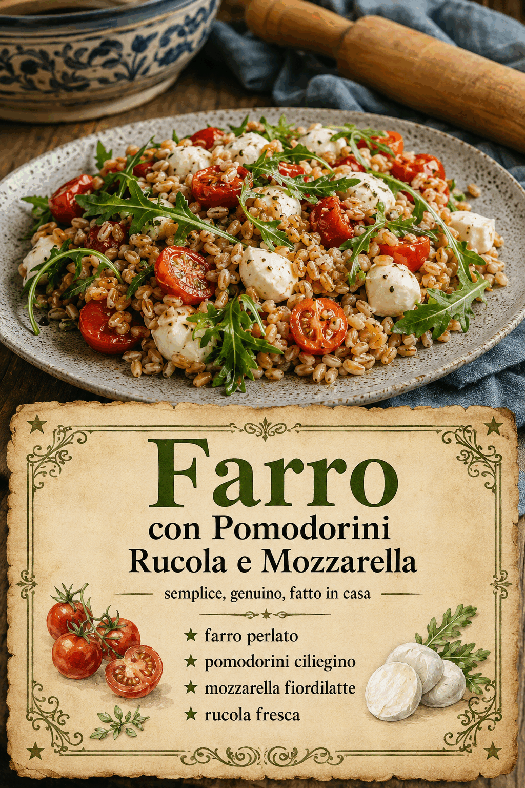 Farro con Pomodorini Rucola e Mozzarella