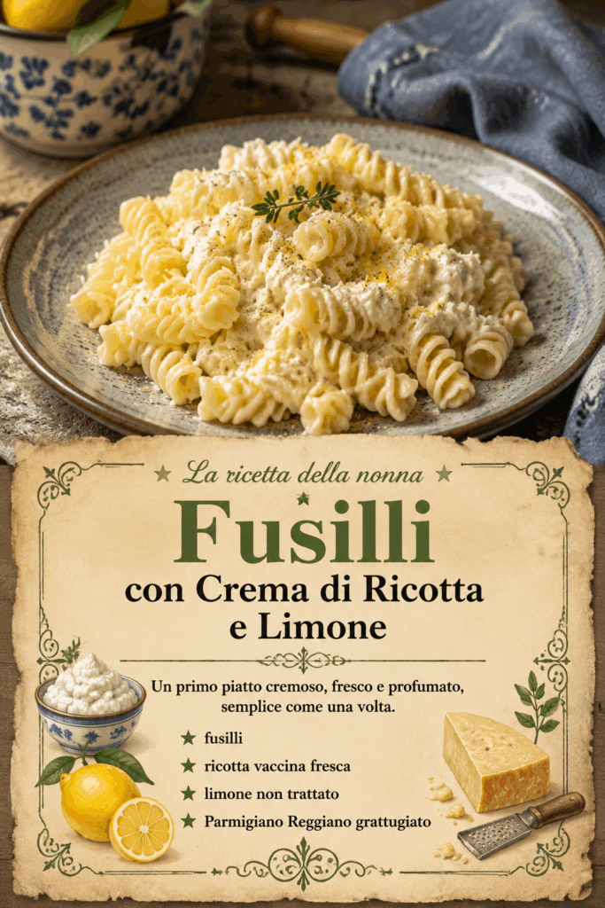 Fusilli con Crema di Ricotta e Limone
