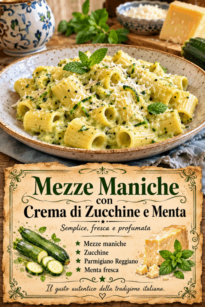 Mezze Maniche con Crema di Zucchine e Menta
