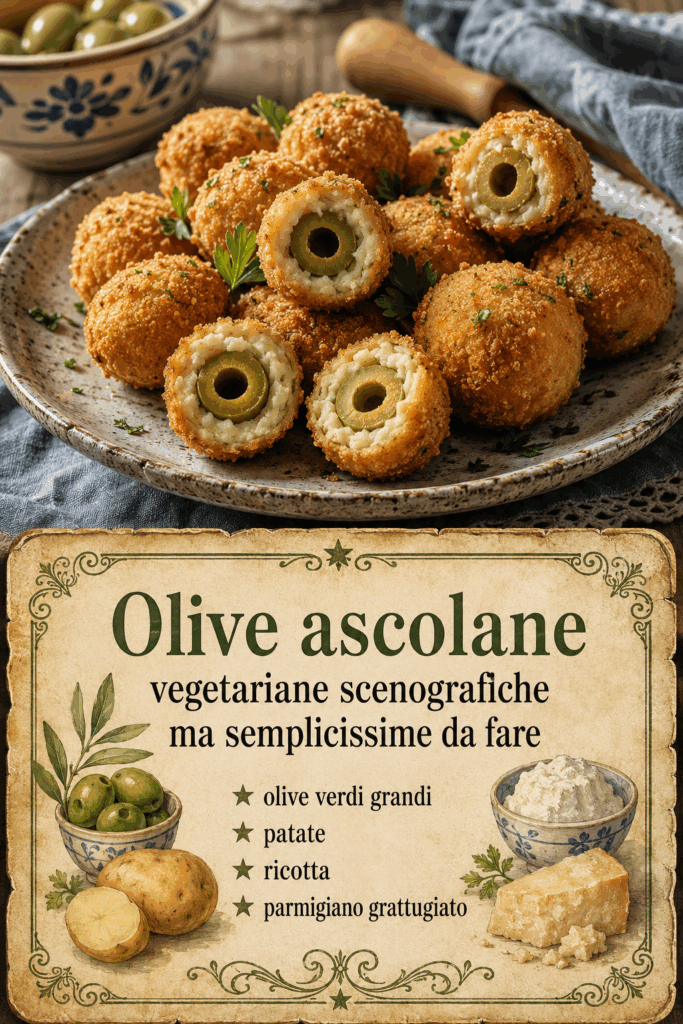 Olive ascolane vegetariane scenografiche ma semplicissime da fare