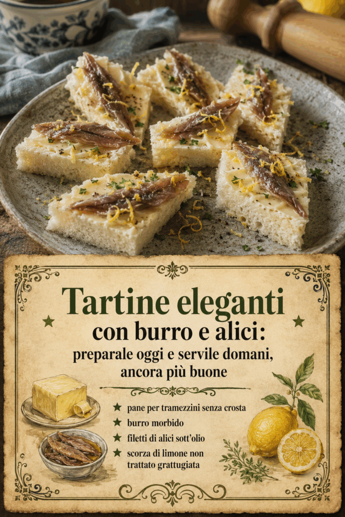 Tartine con burro e alici preparate la sera prima: come restano perfette fino al giorno dopo