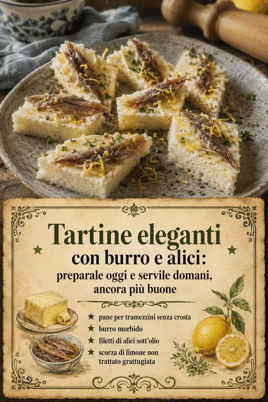 Tartine con burro e alici preparate la sera prima: come restano perfette fino al giorno dopo