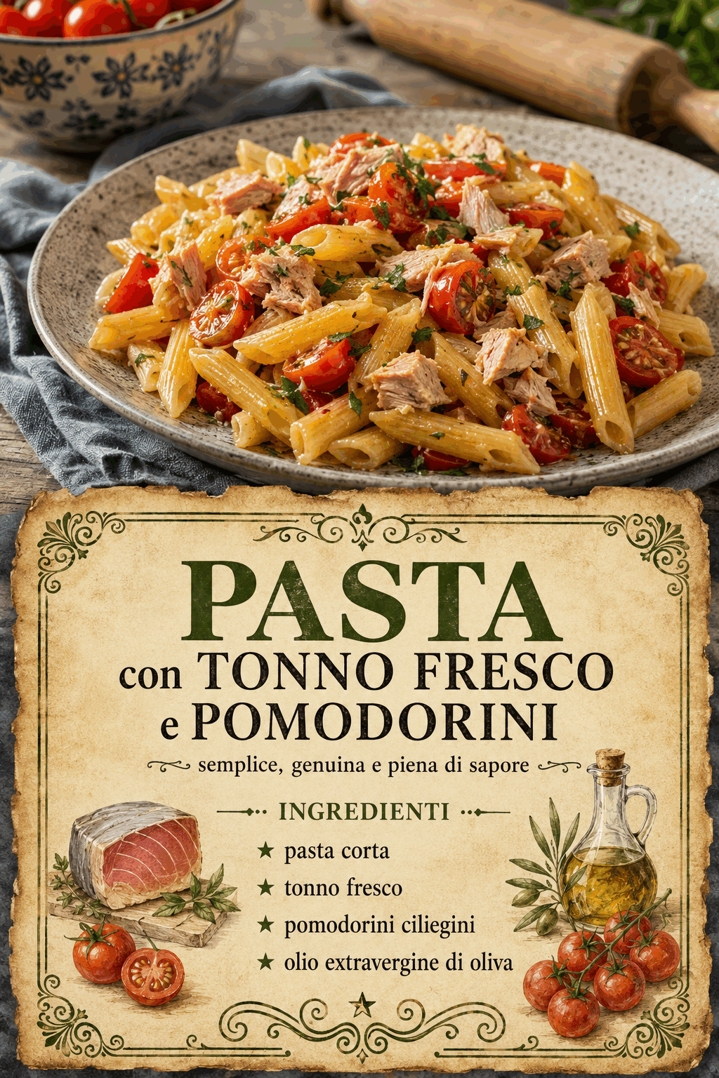 Pasta con Tonno Fresco e Pomodorini